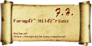 Faragó Hiláriusz névjegykártya
